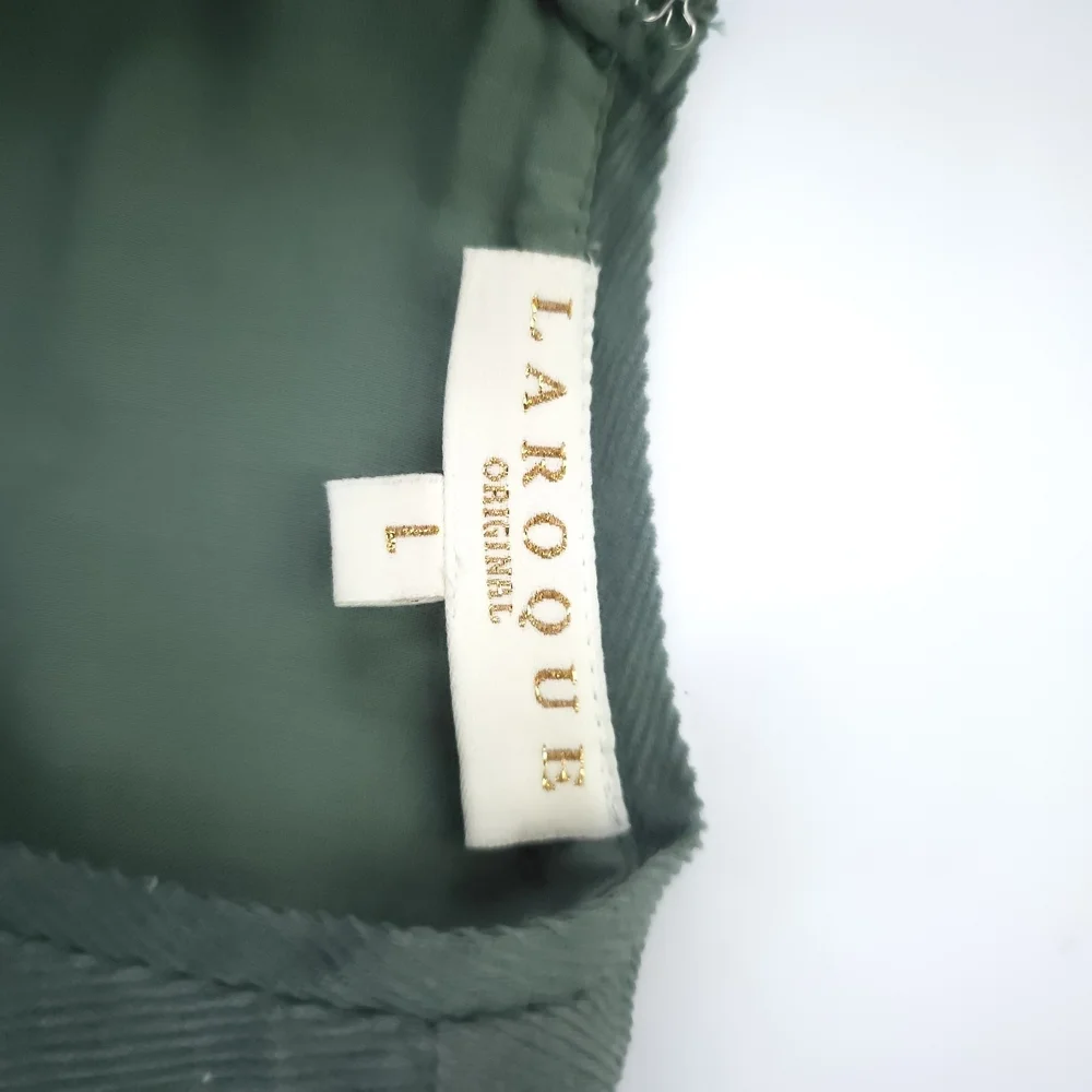 Laroque Orignal Green Corded Party Dress Chic Long Sleeve Sz L. - Picture 9 of 11